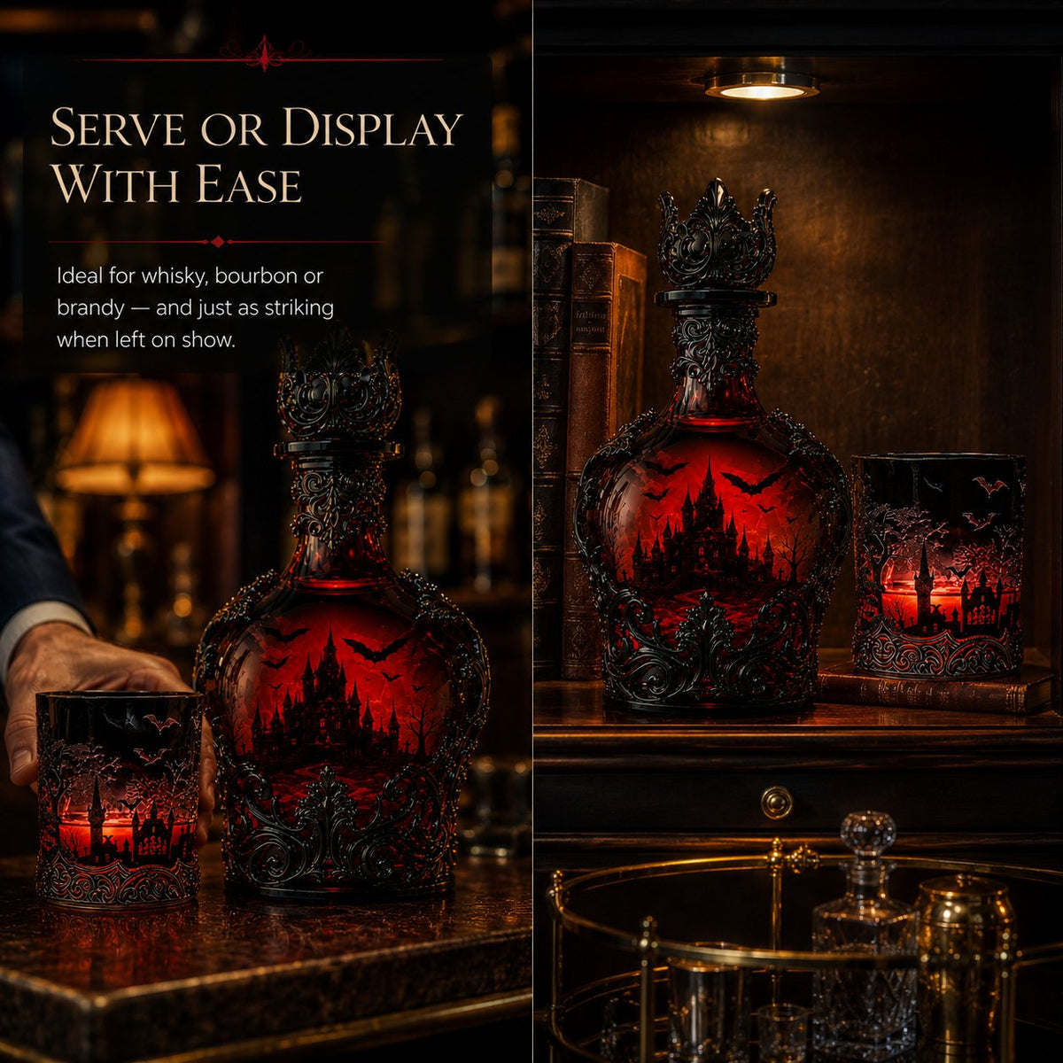Gothic Vampire Castle Whisky Decanter & Tumbler(Buy 2 Free Shipping)