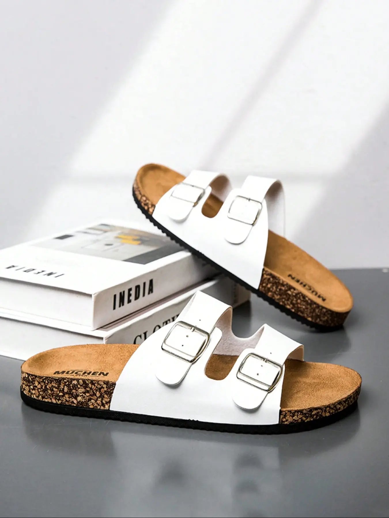 Unisex Faux Leather Slides – Open Toe, Non-Slip, Lightweight
