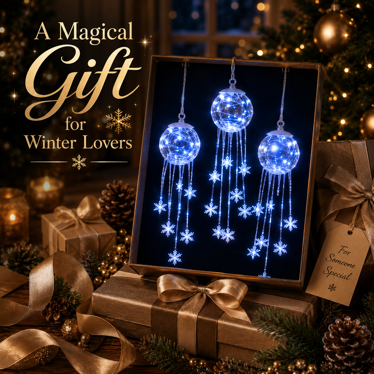 Winter Magic Snowflake Cascade – LED Hanging Christmas Ornament