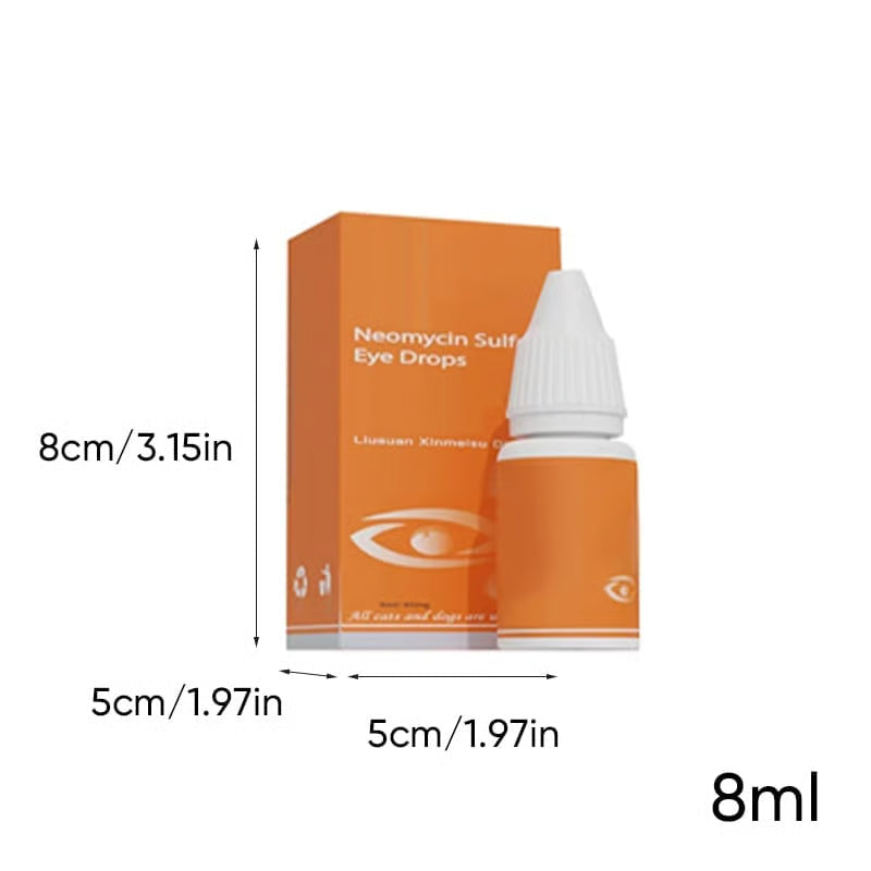 Pet Antibacterial Eye Drops – Gentle Eye Care & Tear Stain Cleaner for Cats & Dogs