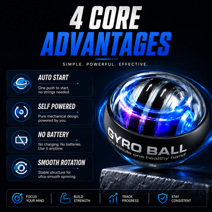 Auto-Start Gyro Ball – Build Grip Strength, Forearm Power & Wrist Endurance Anywhere