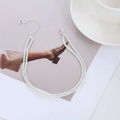 Minimalist Layered Shiny Anklet For Women