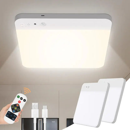 Rechargeable Motion Sensor Ceiling Light – No Wiring, Dimmable & Remote Controlled