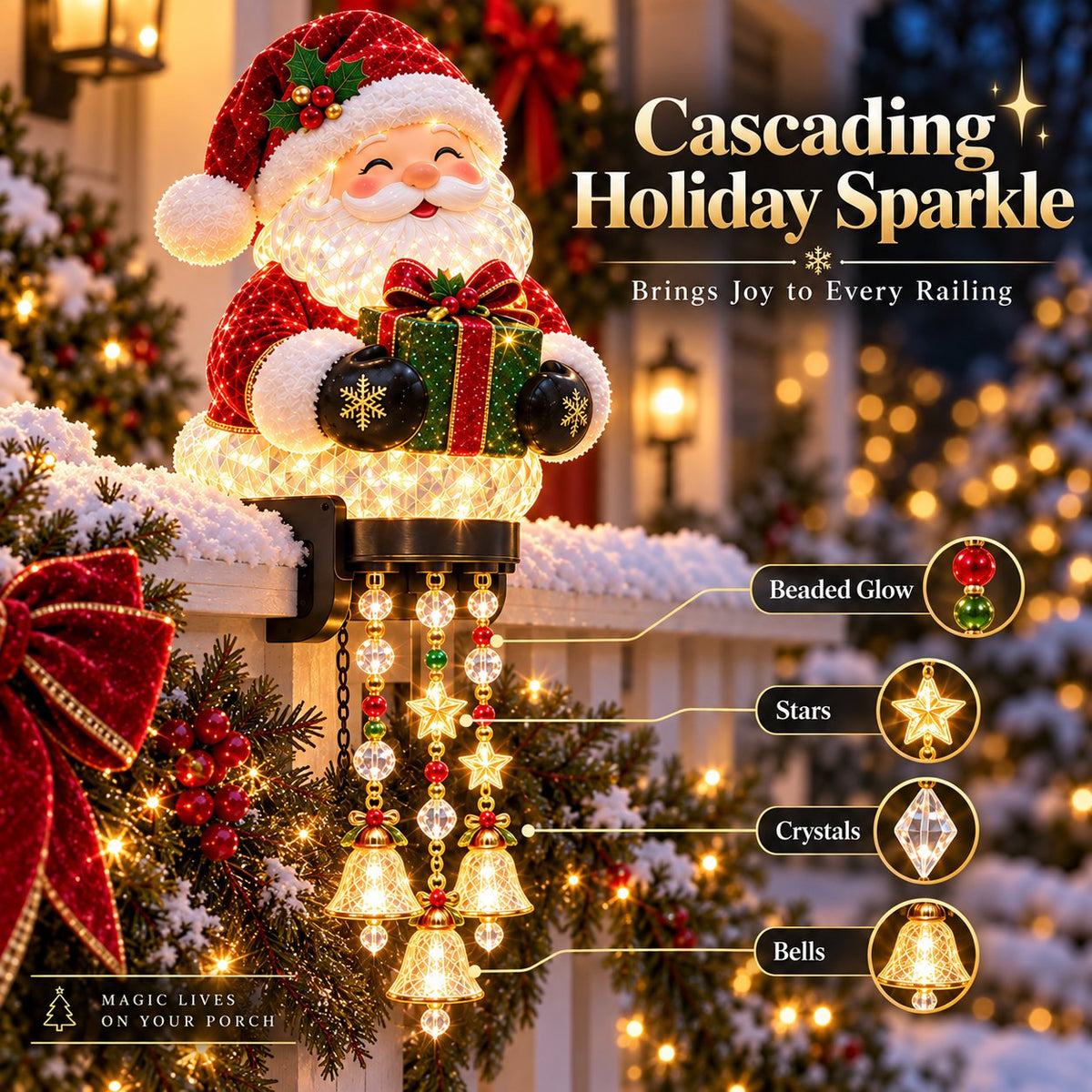 Christmas Porch Railing Lights – 4 Festive Character Designs