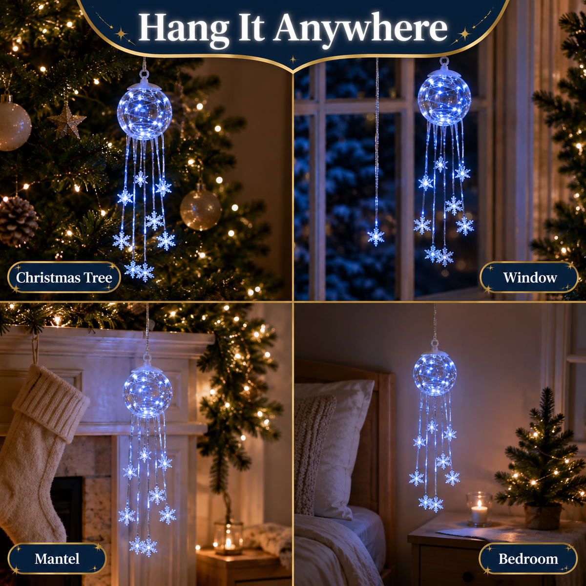 Winter Magic Snowflake Cascade – LED Hanging Christmas Ornament