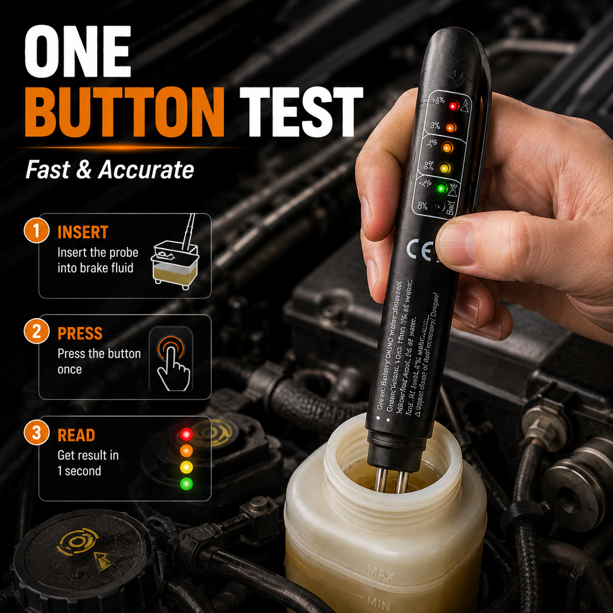 Portable Brake‐Fluid Tester Pen for DOT 3 / DOT 4 / DOT5.1