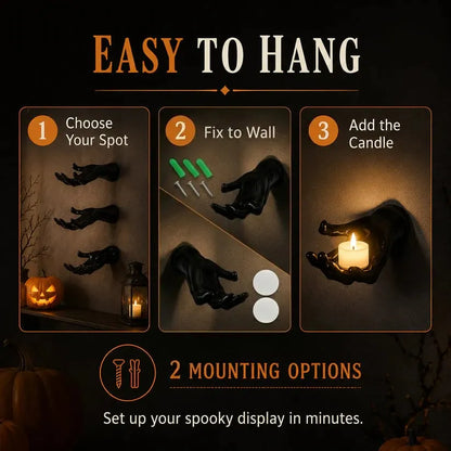 Gothic Hand Wall Candle Holders – Halloween Decor