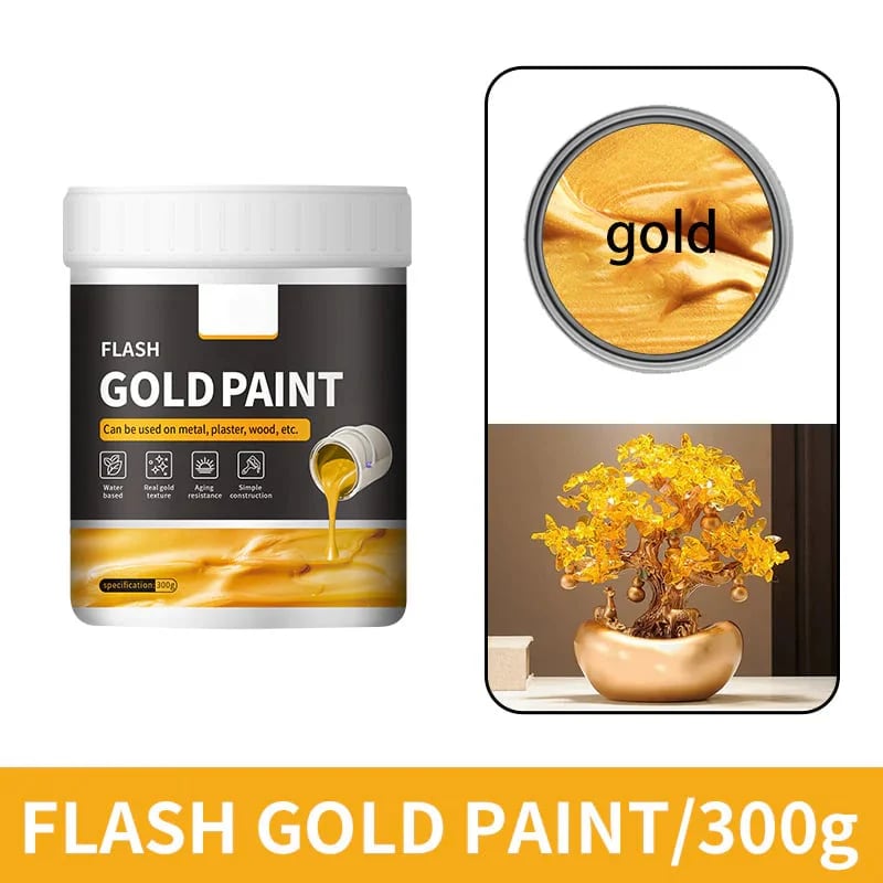 49% OFF Today | Water-Based Flash Gold Paint Metallic Shine for Canvas, Wood & Ceramic