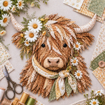 Birth Flower Highland Cow 3D Layered Fabric Art DIY Kit (Beginner-friendly) Buy 2 Free Shipping