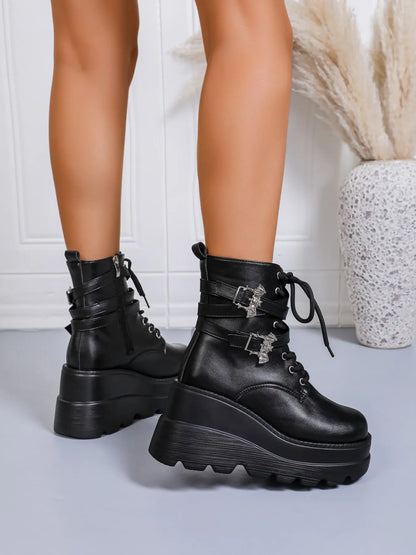 Women's Boots – Chunky Sole, Zip, Lightweight