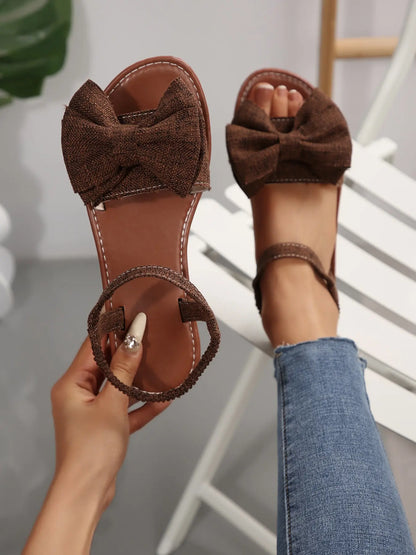 Women's Boho Sandals – Open Toe, Bow