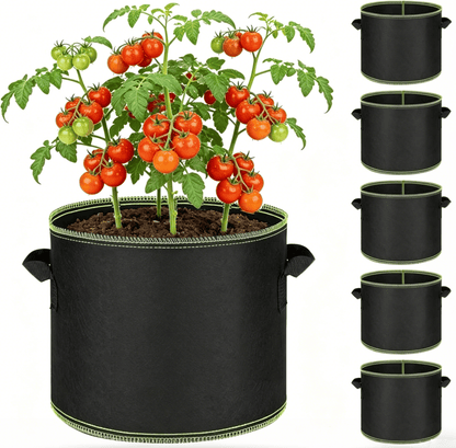 5-Pack 5 Gallon Grow Bags – Heavy Duty Aeration Fabric Pots with Handles for Vegetables, Flowers & Fruits