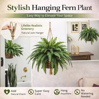 Artificial Hanging Fern Plant – Effortless Greenery for Home & Garden