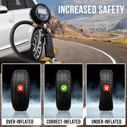 LAST DAY 49% OFF - High Precision Digital Tire Inflator Pressure Gauge | 3-in-1 Inflate Deflate Check Tire Tool