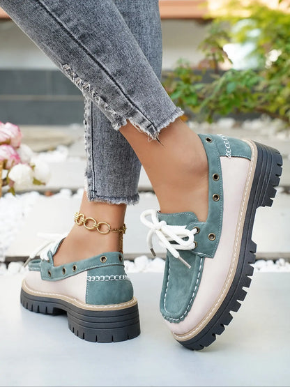 Women's Loafers – Round Toe, Platform, Chunky Sole