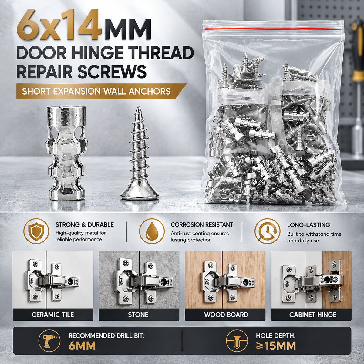 6x14mm Short Expansion Screws Set