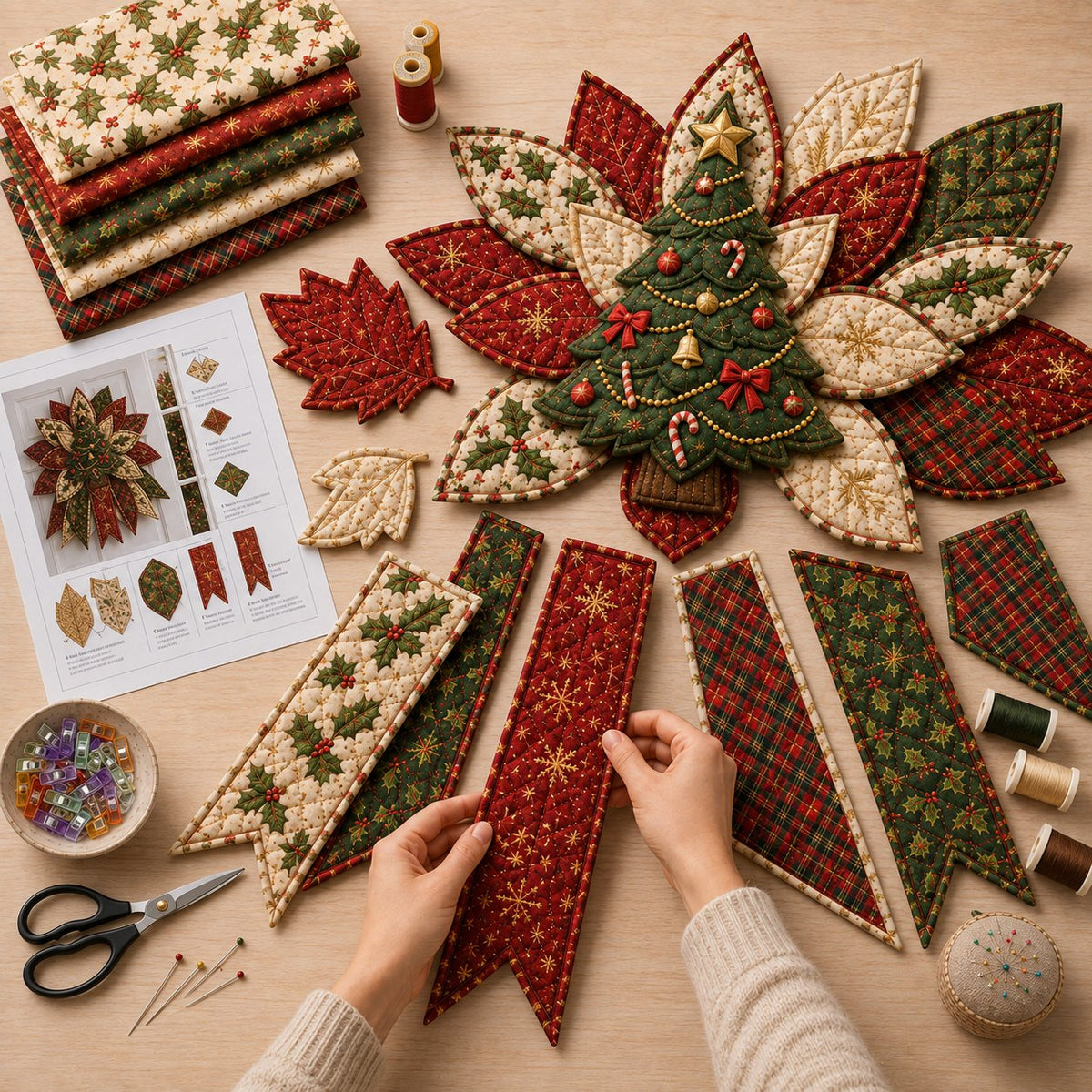 Beginner-Friendly Oversized Christmas Character Quilted Door Hanger Sewing Kit | Complete Kit with All Tools & Step-by-Step Guide Included