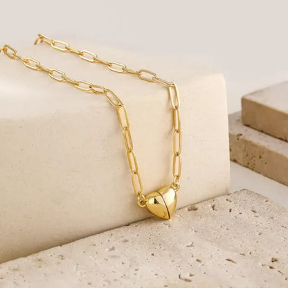 Magnetic Heart Necklace — Elegant Stainless Steel Statement Jewelry