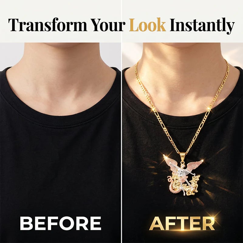 2026 New Arrivals 50% OFFTri-Tone Angel Guardian Pendant Necklace – Elegant & symbolic – Perfect for daily wear or gifting – delicate and meaningful