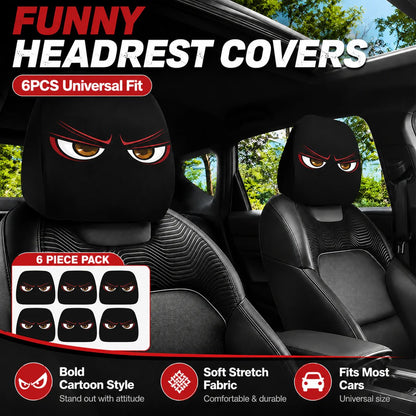 LAST DAY SALE 49% OFF- Funny Cartoon Car Headrest Covers – 2PCS Universal Fit