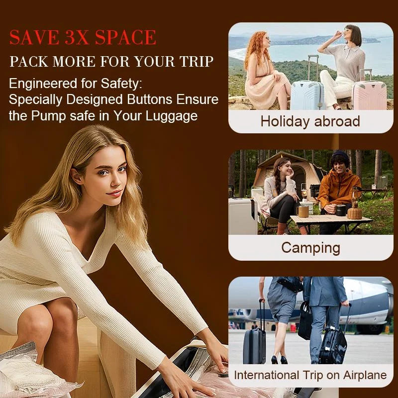 TravelSpace Pro Vacuum Saver Kit – Device + 15 Bags [Full Kit – All Sizes]