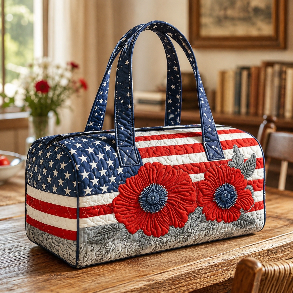 Patriotic Flag Quilted Weekender Travel Duffle Bag