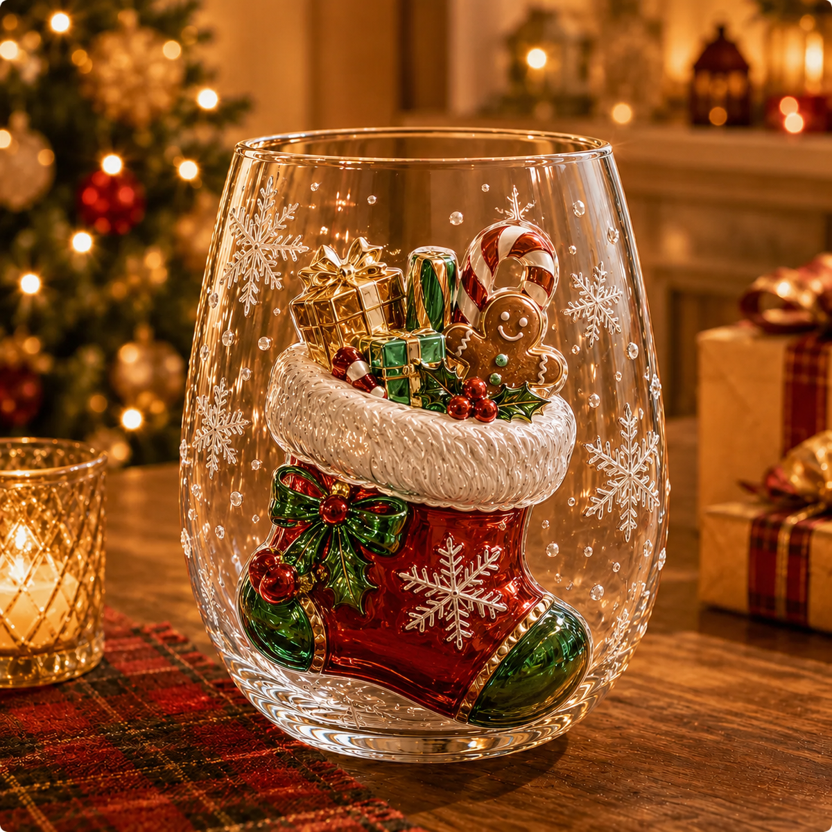 Magical Christmas Glass Cup Collection – Santa, Reindeer, Snowman & Christmas Tree