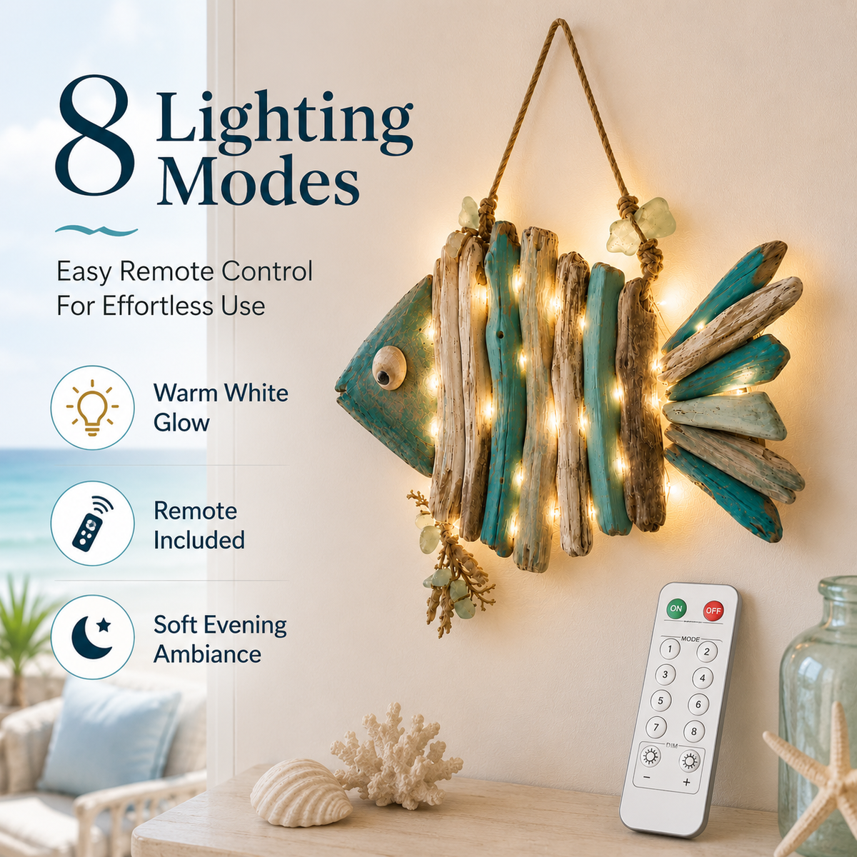 Lighted Coastal Fish Wall Decor – Bring Ocean Charm & Warm Glow to Your Home