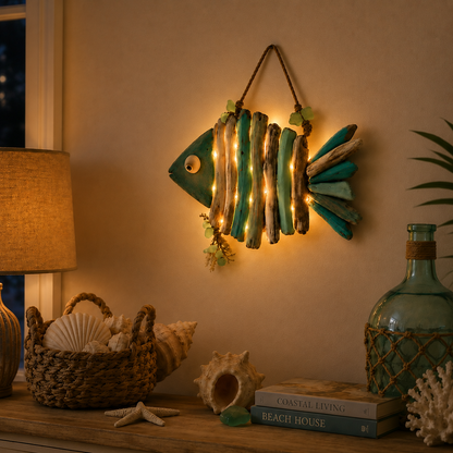 Lighted Coastal Fish Wall Decor – Bring Ocean Charm & Warm Glow to Your Home