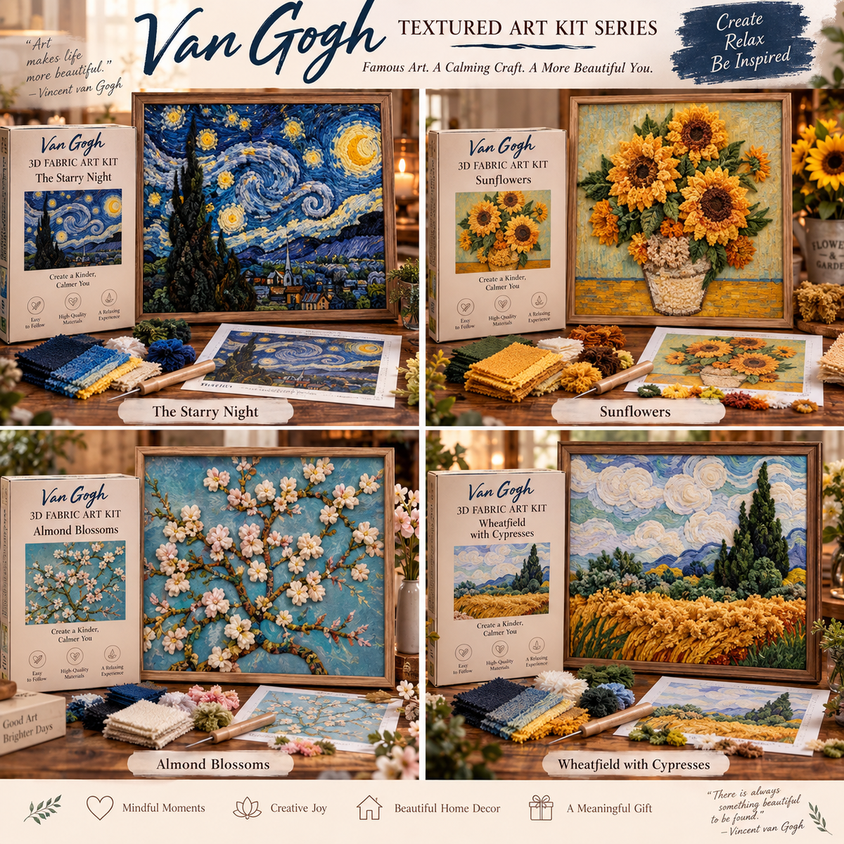 Van Gogh 3D Fabric Poke Art Kit