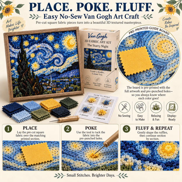 Van Gogh 3D Fabric Poke Art Kit