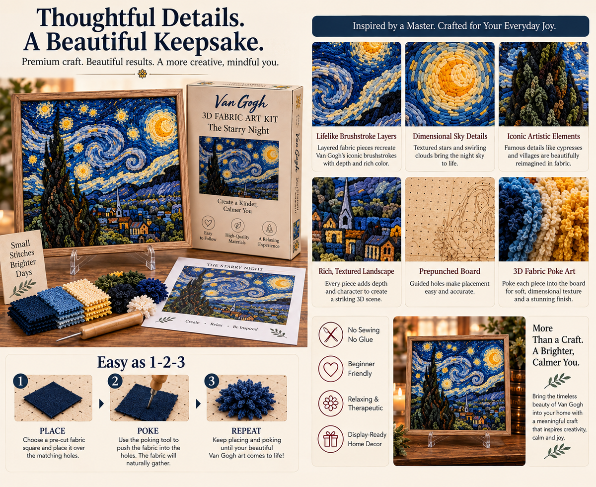 Van Gogh 3D Fabric Poke Art Kit