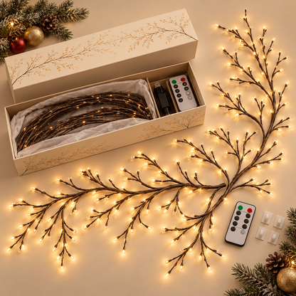 Flexible LED Branch Lights | Remote-Controlled Holiday Wall Decor