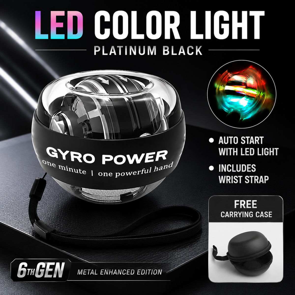 Auto-Start Gyro Ball – Build Grip Strength, Forearm Power & Wrist Endurance Anywhere