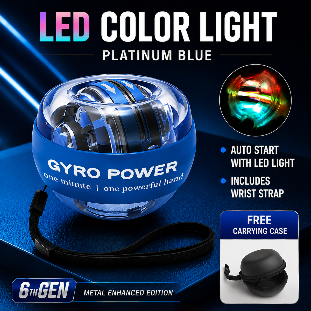 Auto-Start Gyro Ball – Build Grip Strength, Forearm Power & Wrist Endurance Anywhere