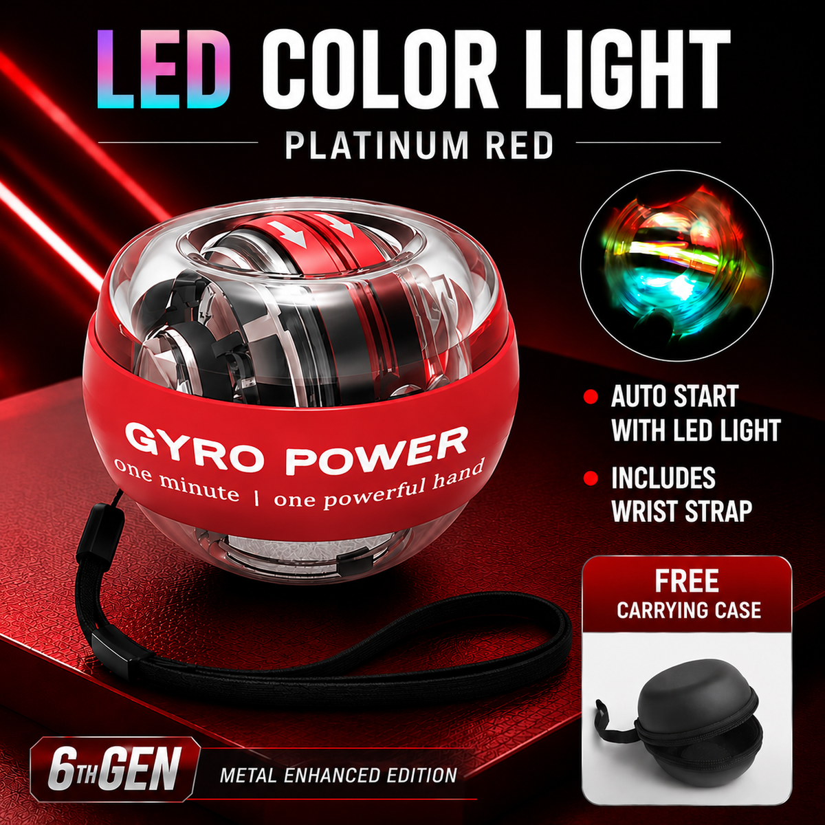 Auto-Start Gyro Ball – Build Grip Strength, Forearm Power & Wrist Endurance Anywhere