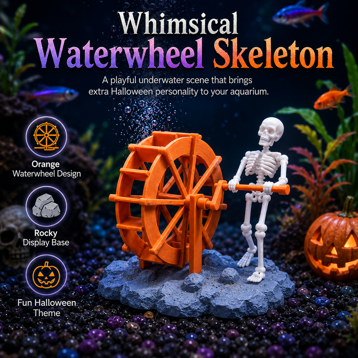 Dancing Skeleton Bubble Aquarium Ornament