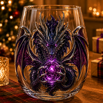 3D Mythic Dragon Glass Art Cup | Luxury Raised Fantasy Glassware for Whiskey, Home Bar Décor & Legendary Gifts