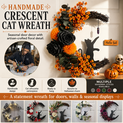 Handmade Halloween Cat Wreath
