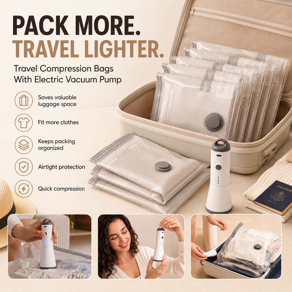 Compression Storage Vacuum Pump PRO Travel Set