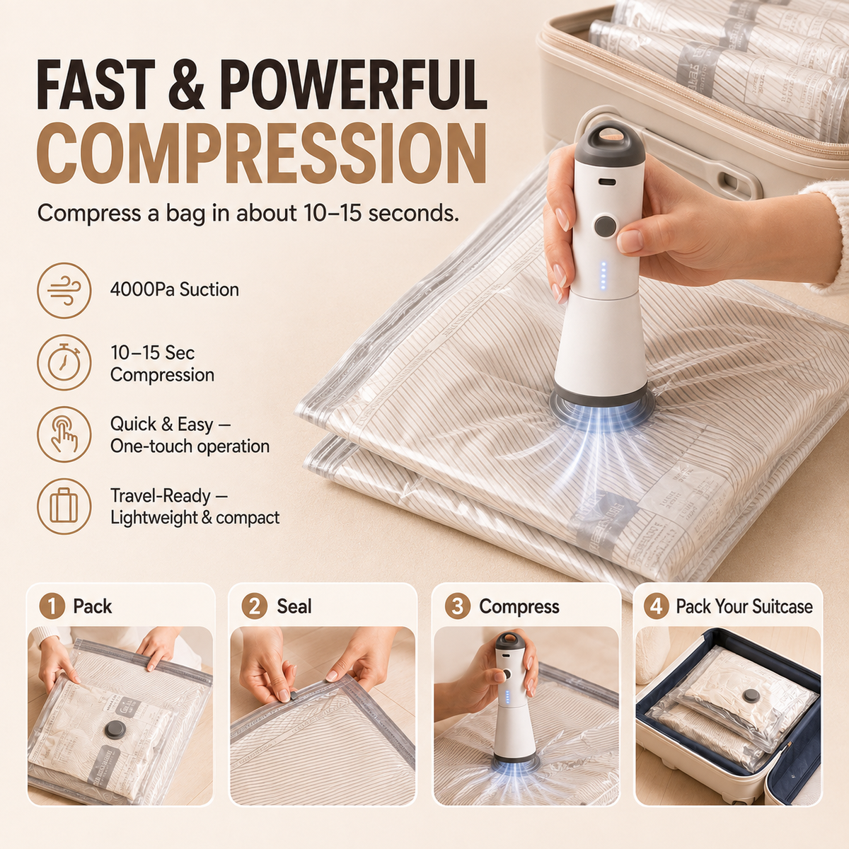 Compression Storage Vacuum Pump PRO Travel Set