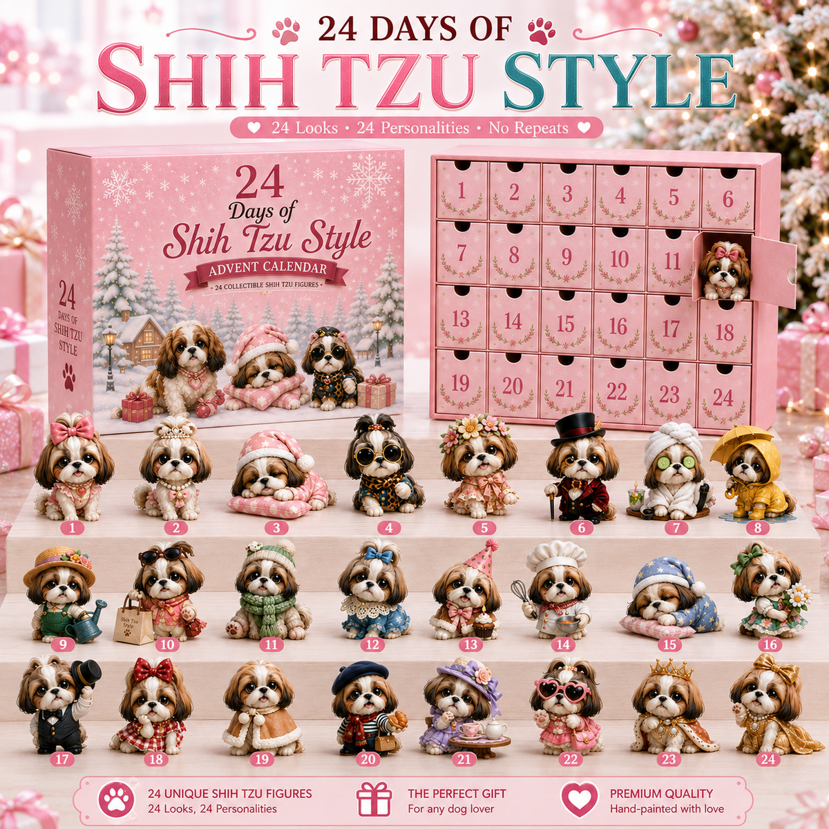 Limited Stock 50% OFF - 24 Days of Shih Tzu Style Advent Calendar – 24 Unique Shih Tzu Collectibles