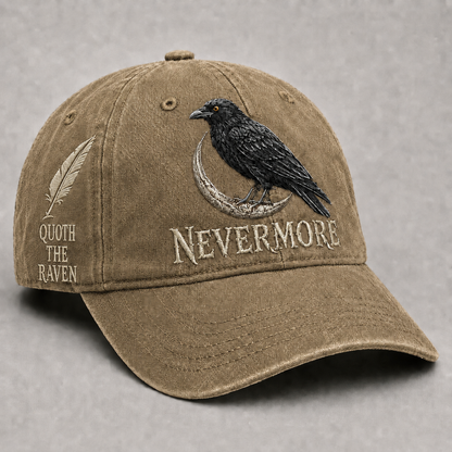 Nevermore Raven Vintage Cap | Gothic Bird Lover Hat