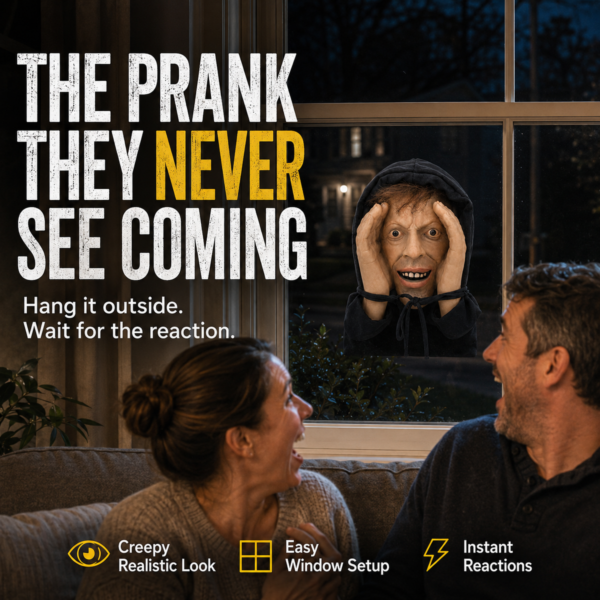 Creepy Window Prank Mask – Realistic Halloween Scare Prop
