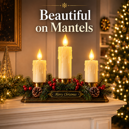 Christmas Memory Window Candelabra – 3-Light LED Holiday Decor