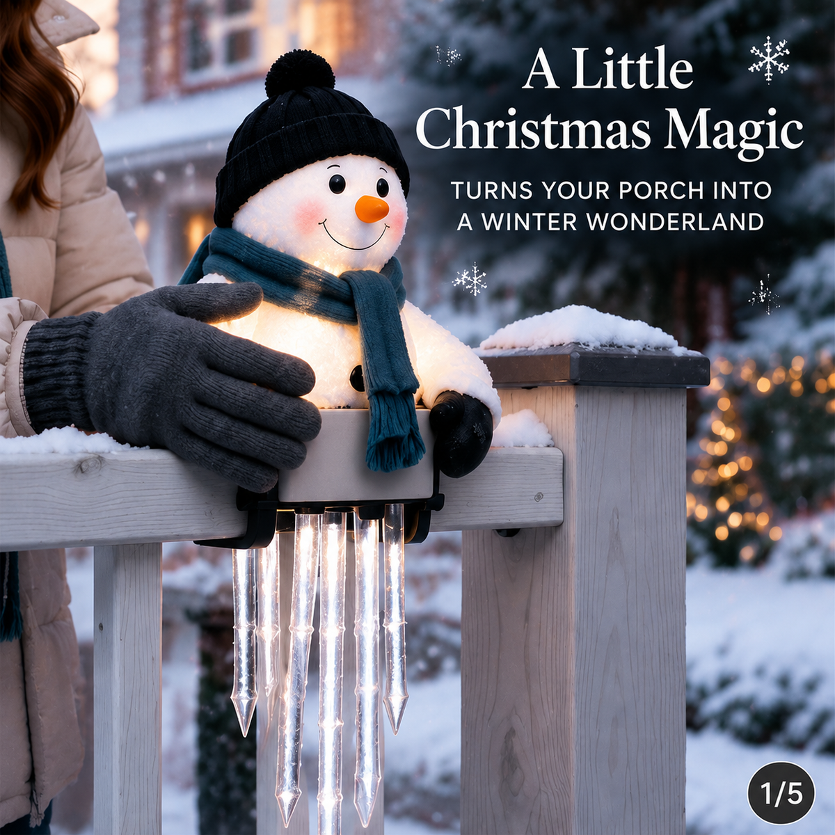 WinterGlow Snowman Icicle Light Decor