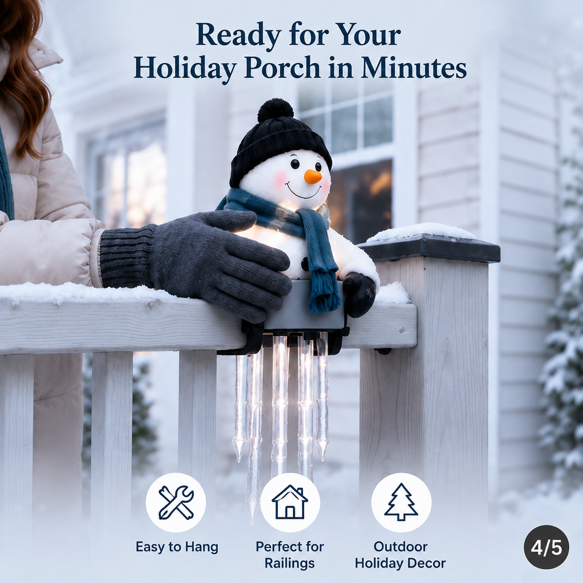 WinterGlow Snowman Icicle Light Decor