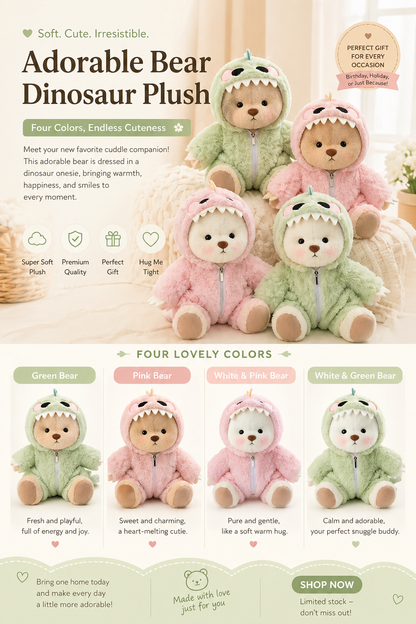 Plush Dinosaur Bears—Let Them Keep You Company at All Times