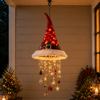 Lighted Santa Hat Hanging Chandelier LED Christmas String Light Decor Gift