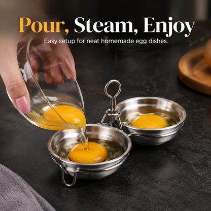 3-Cup Stainless Steel Egg Poacher – Egg Steamer Set